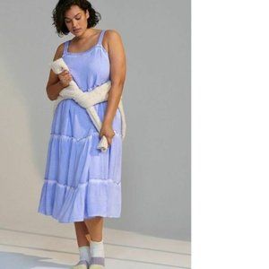 Beautiful Periwinkle Tiered Midi dress Anthropologie 3x nwt